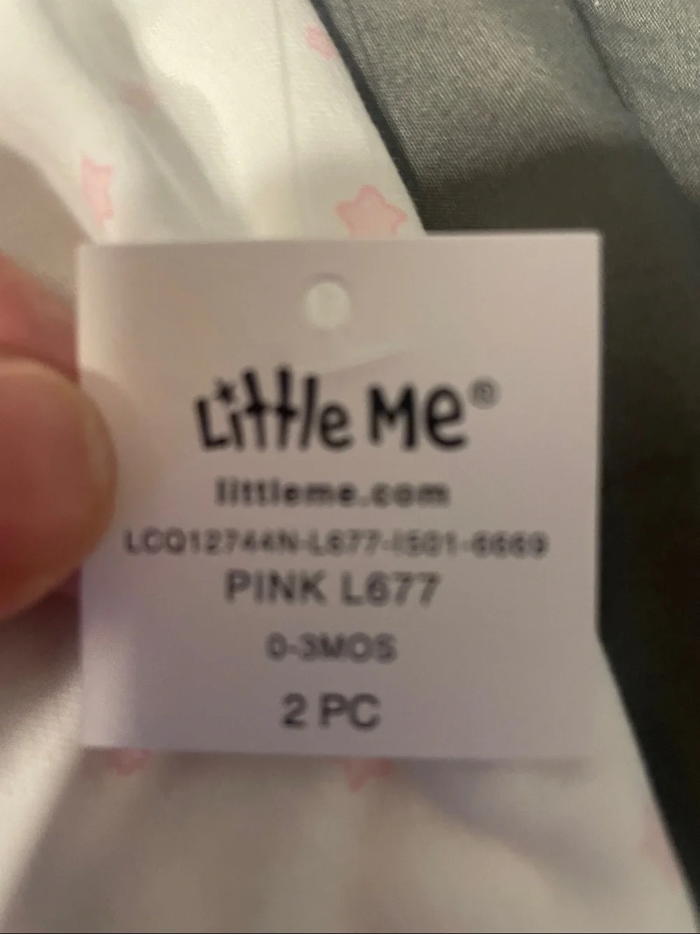 Little Me White Infant Gown with Pink Star Accents